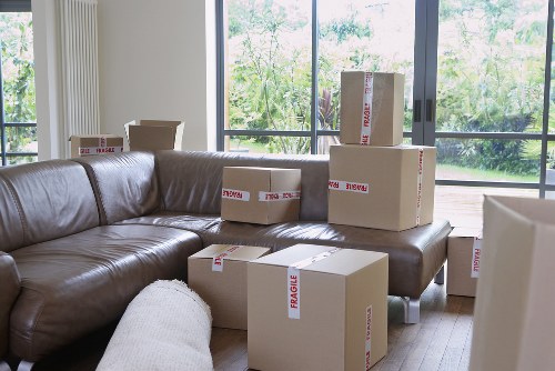 Packed commercial items ready for transport during a Bromley move